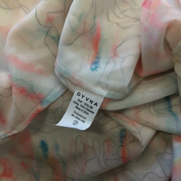 DYVNA Chacha Silk Midi Dress Peach Floral Overlay Braided Strap NWT Size 8 - Picture 14 of 17